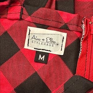 Ains + Elke Red and Black Plaid Dress w/ Pockets